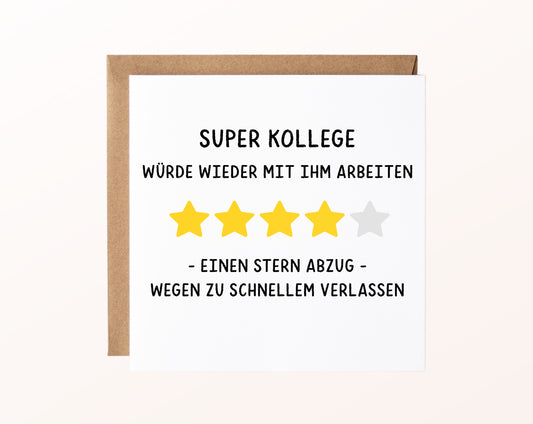 Abschiedskarte Super Kollege – Sternebewertung – Kartenmotiv