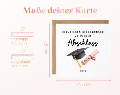 Personalisierte Karte Abschluss – Maße