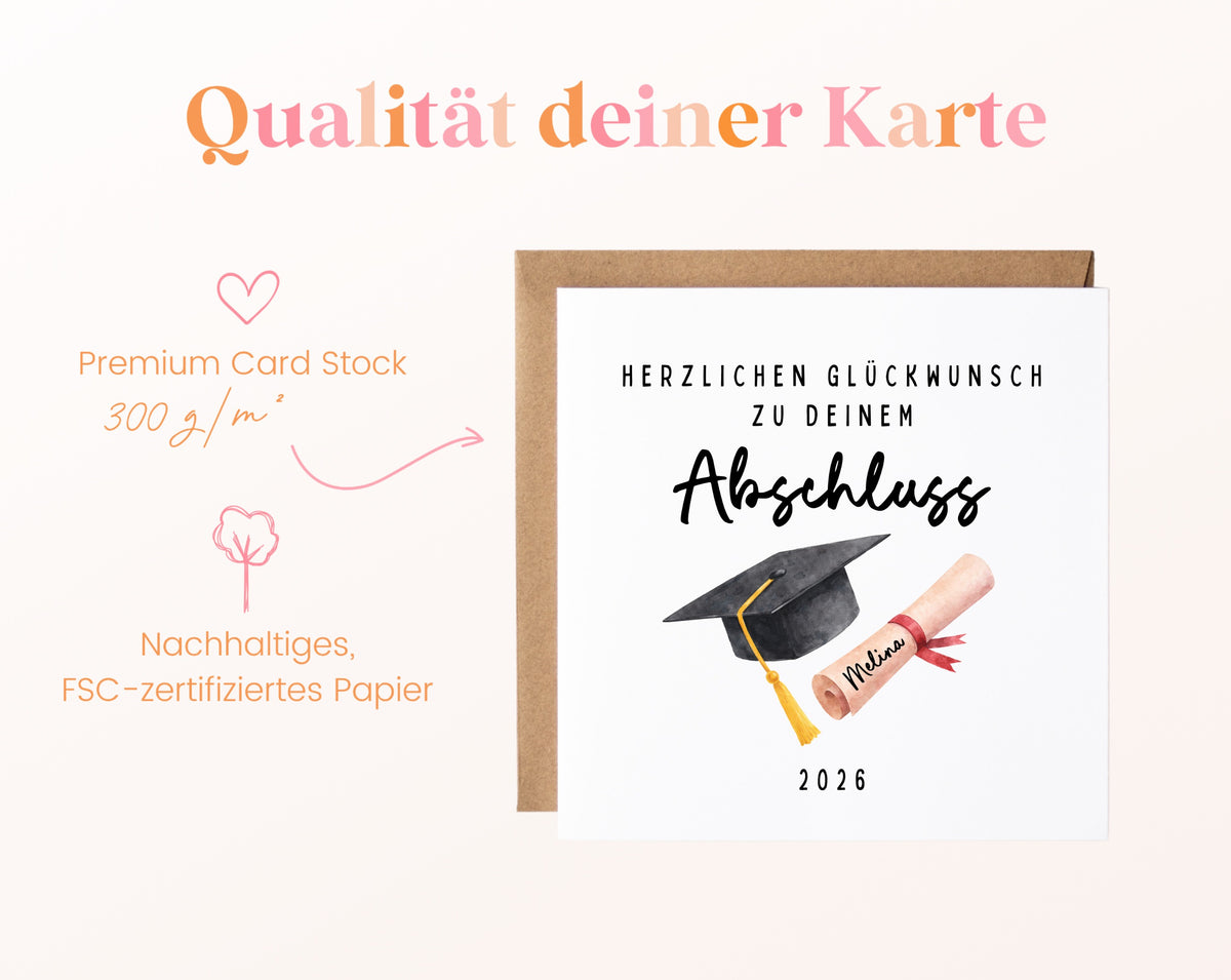 Personalisierte Karte Abschluss – Papierqualität
