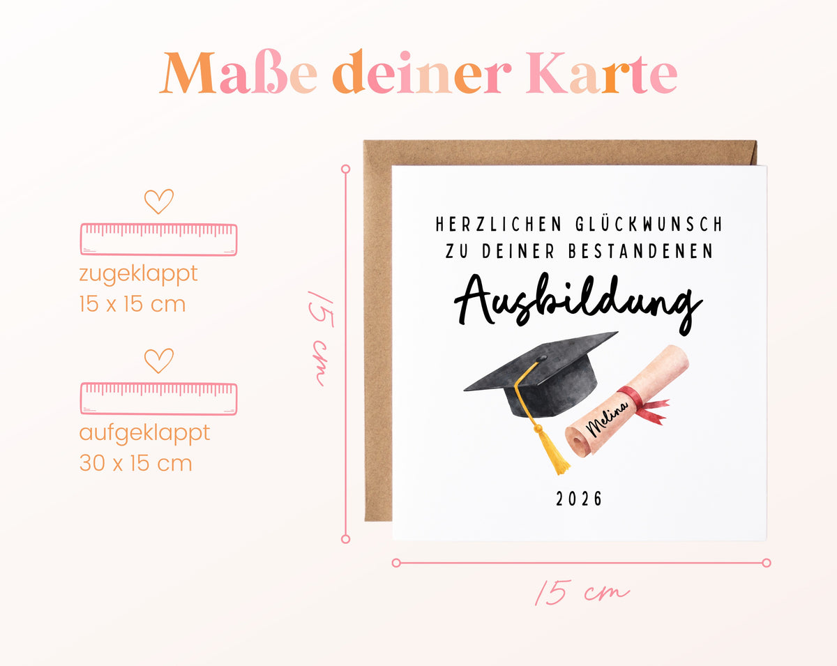 Personalisierte Karte Ausbildung – Maße