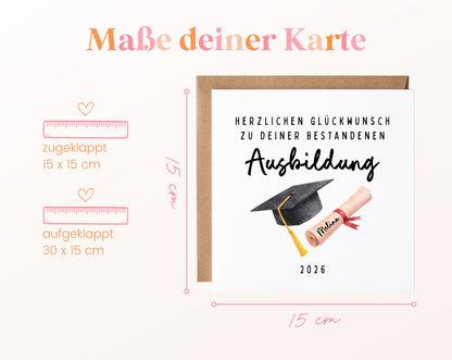 Personalisierte Karte Ausbildung – Maße