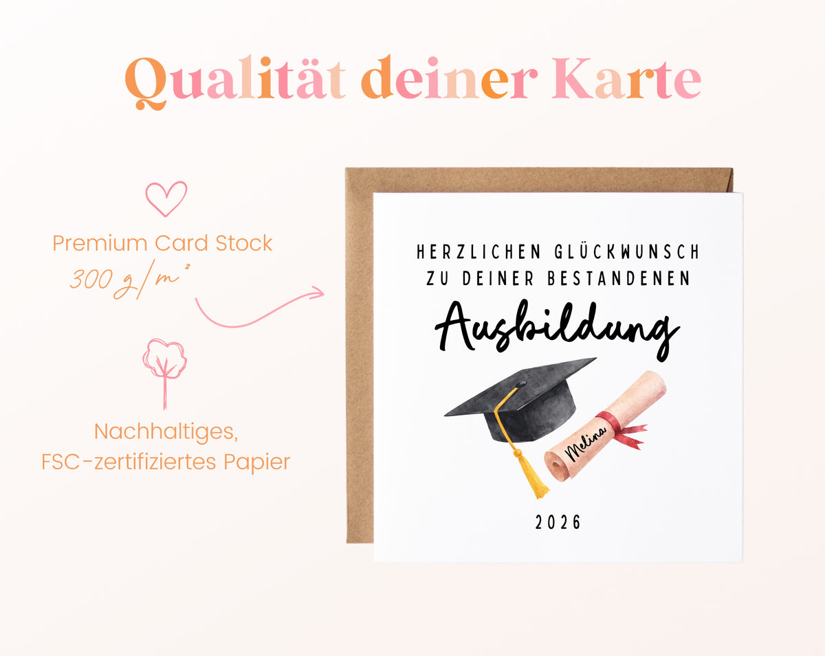 Personalisierte Karte Ausbildung – Papierqualität