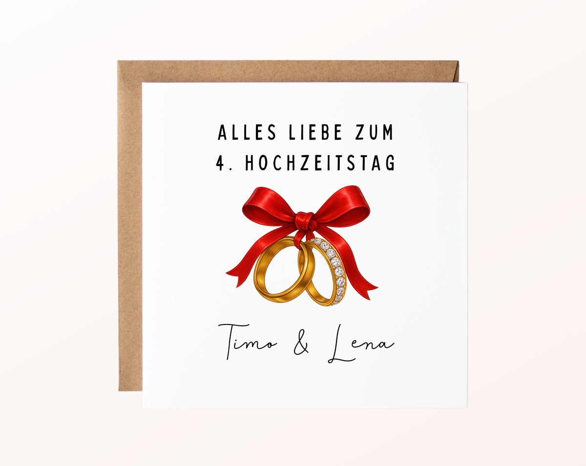 Schleife-Karte zum 4. Hochzeitstag – Produktansicht