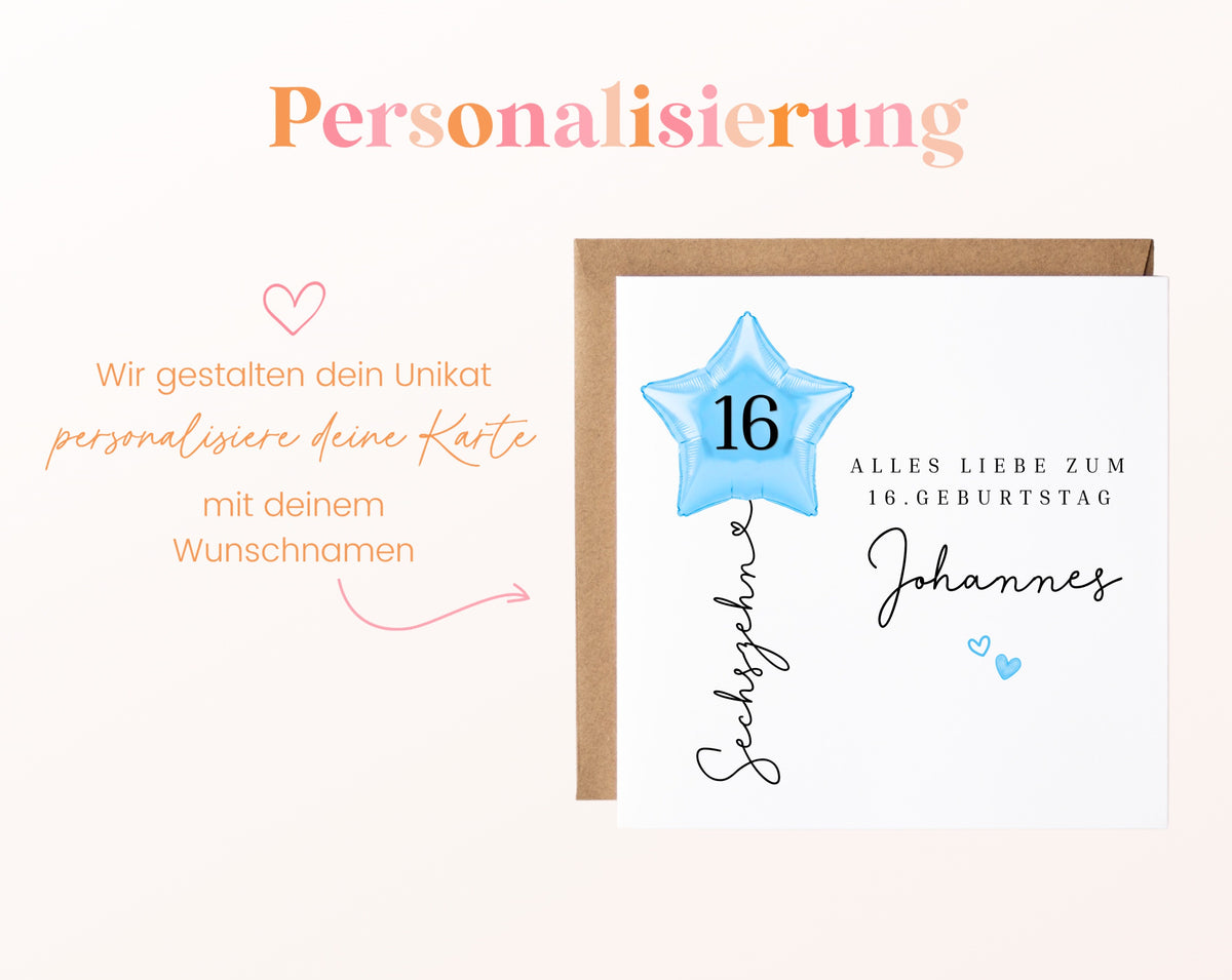 Personalisierte Geburtstagskarte mit Sternballon – 149__08_perso_ein_wunschname