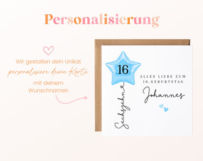Personalisierte Geburtstagskarte mit Sternballon – 149__08_perso_ein_wunschname