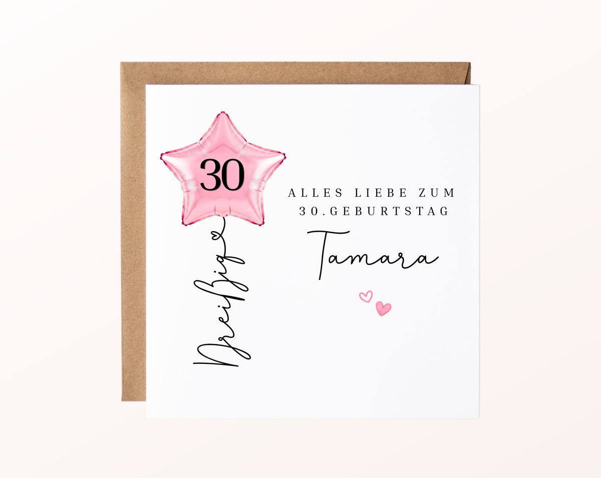 Personalisierte Geburtstagskarte mit Sternballon – 216__02_karte_pur_rose