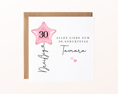 Personalisierte Geburtstagskarte mit Sternballon – 216__02_karte_pur_rose