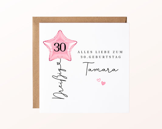 Personalisierte Geburtstagskarte mit Sternballon – 216__02_karte_pur_rose
