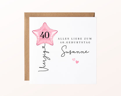 Personalisierte Geburtstagskarte mit Sternballon – 69__02_karte_pur_rose