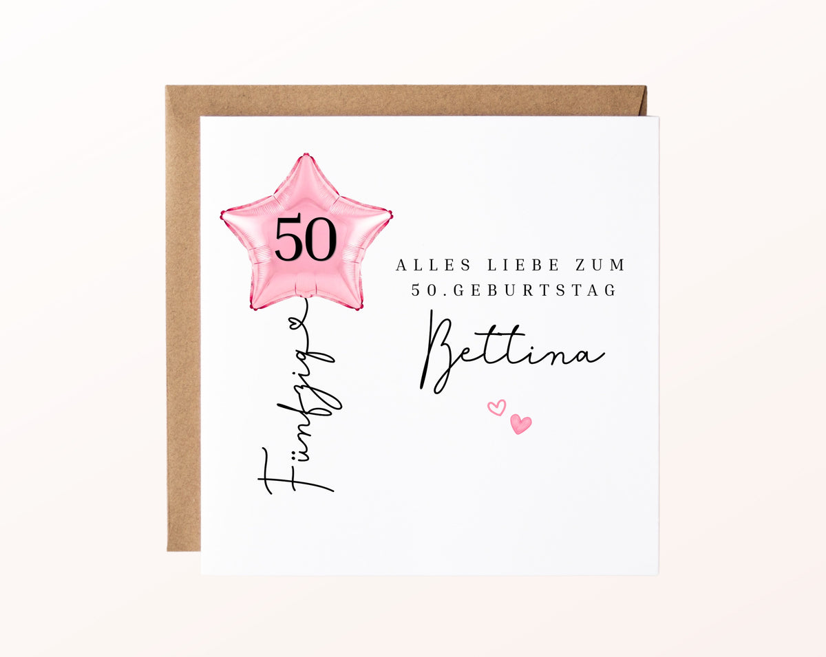Personalisierte Geburtstagskarte mit Sternballon – 71__02_karte_pur_rose