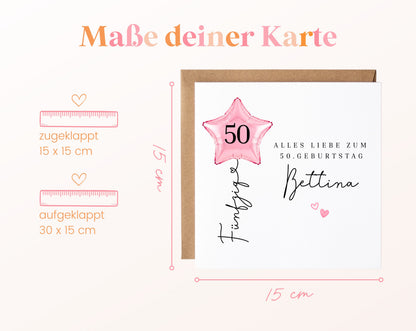 Personalisierte Geburtstagskarte mit Sternballon – 71__04_masse