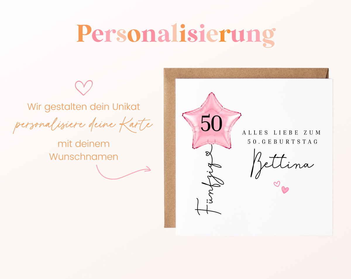 Personalisierte Geburtstagskarte mit Sternballon – 71__08_perso_ein_wunschname