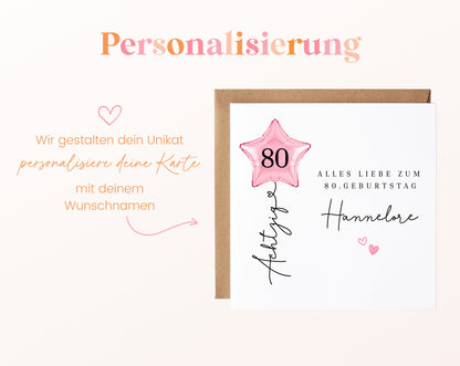 Personalisierte Geburtstagskarte mit Sternballon – 75__08_perso_ein_wunschname