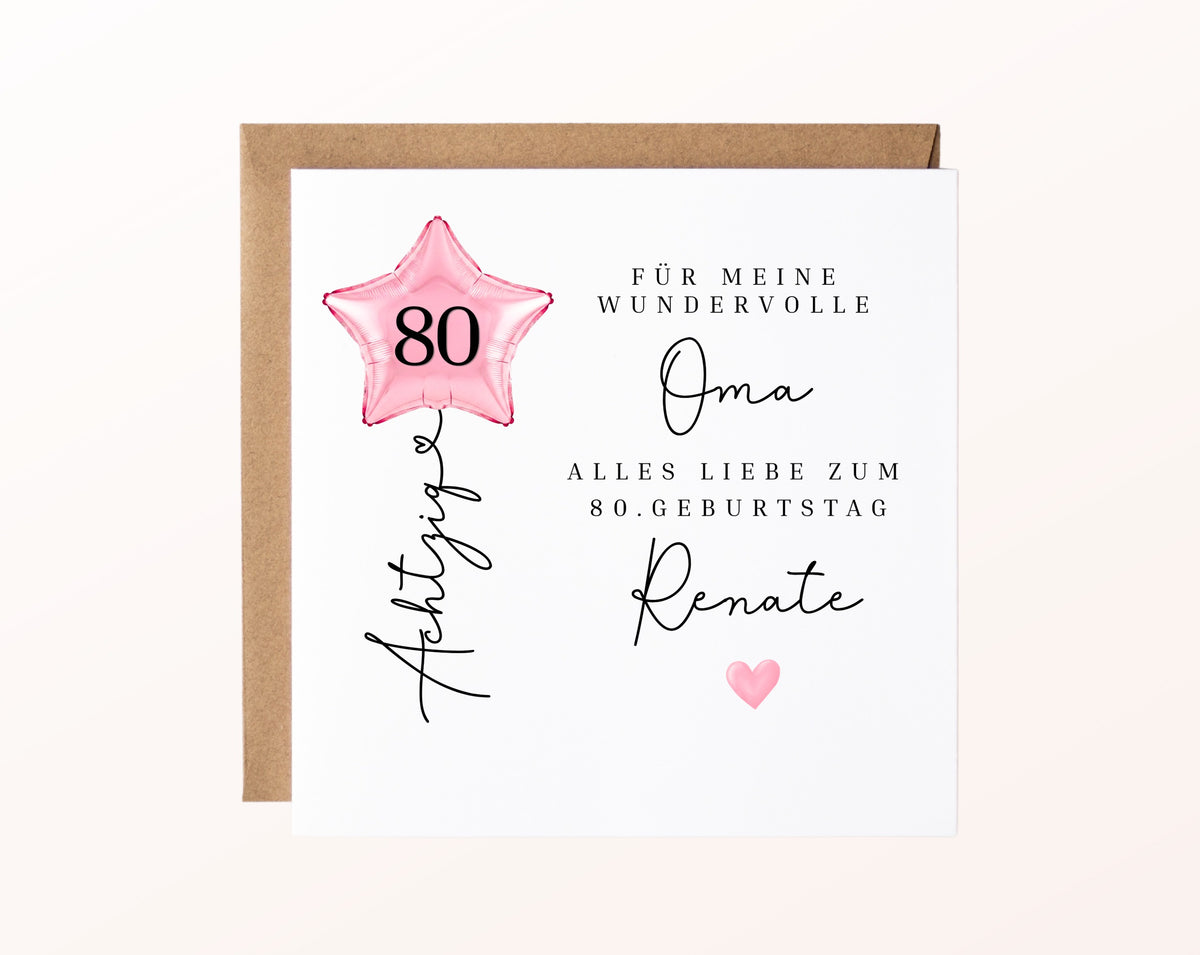 Personalisierte Geburtstagskarte mit Sternballon – 77__02_karte_pur_rose