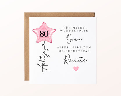 Personalisierte Geburtstagskarte mit Sternballon – 77__02_karte_pur_rose