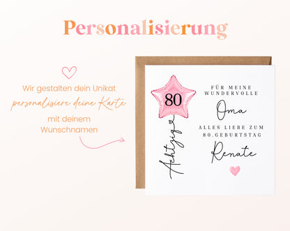 Personalisierte Geburtstagskarte mit Sternballon – 77__08_perso_ein_wunschname