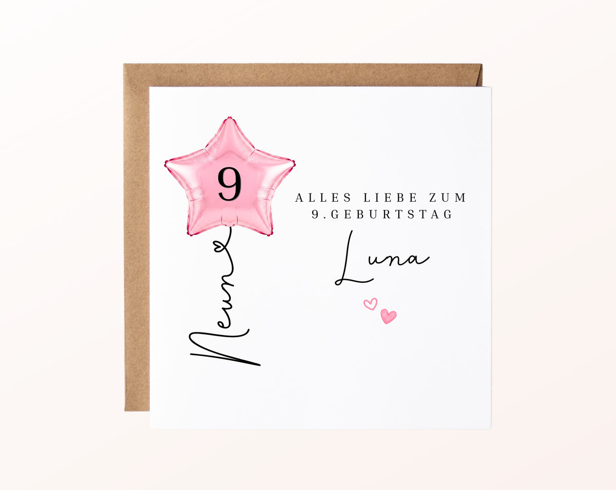 Personalisierte Geburtstagskarte mit Sternballon – 7__02_karte_pur_rose
