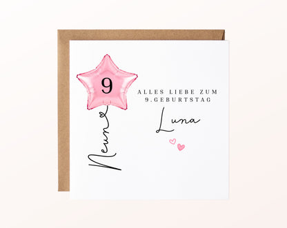 Personalisierte Geburtstagskarte mit Sternballon – 7__02_karte_pur_rose