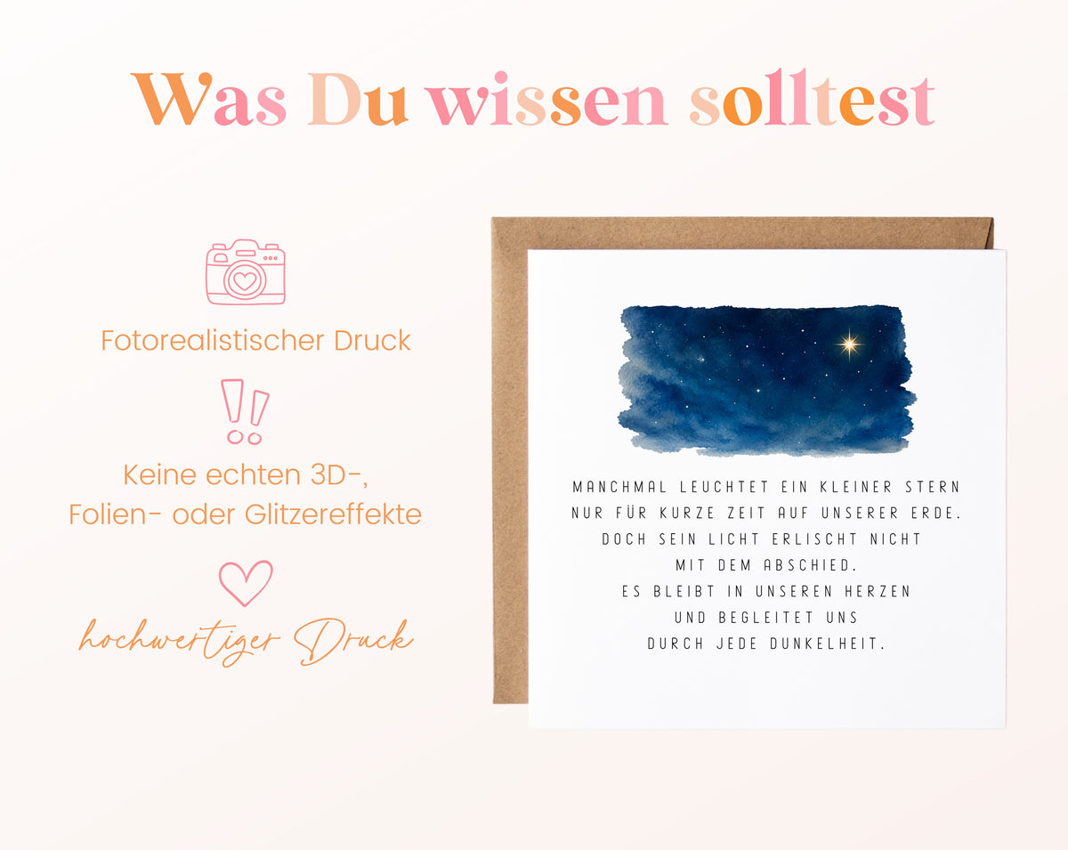 Trauerkarte – Ein kleiner Stern – Produktdetails