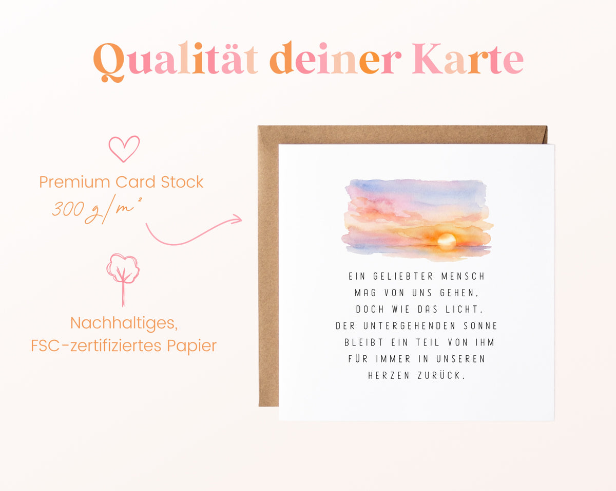Trauerkarte – Ein geliebter Mensch – Papierqualität