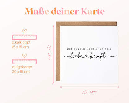 Trauerkarte – Liebe und Kraft mit Schriftzug – Größe