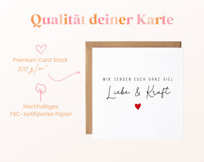 Trauerkarte – Liebe und Kraft mit Herz – Papierqualität