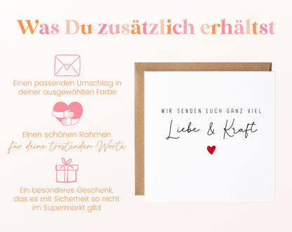 Trauerkarte – Liebe und Kraft mit Herz – Kartenansicht