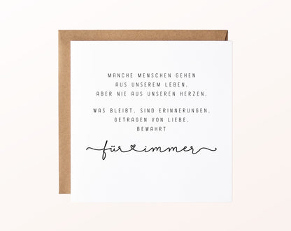 Trauerkarte – Für immer in unseren Herzen – Kartenmotiv