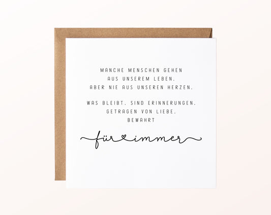 Trauerkarte – Für immer in unseren Herzen – Kartenmotiv