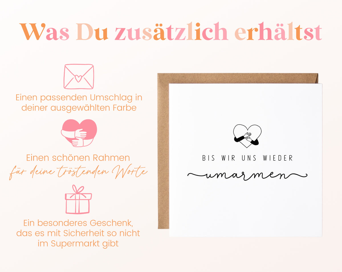 Trauerkarte – Bis wir uns wieder umarmen – Kartenansicht