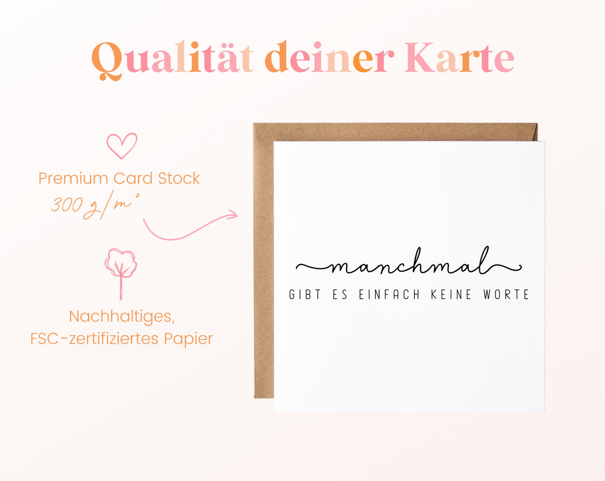 Trauerkarte – Manchmal gibt es keine Worte – Papierqualität