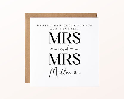 Personalisierte Hochzeitskarte – Nachname mit Herz