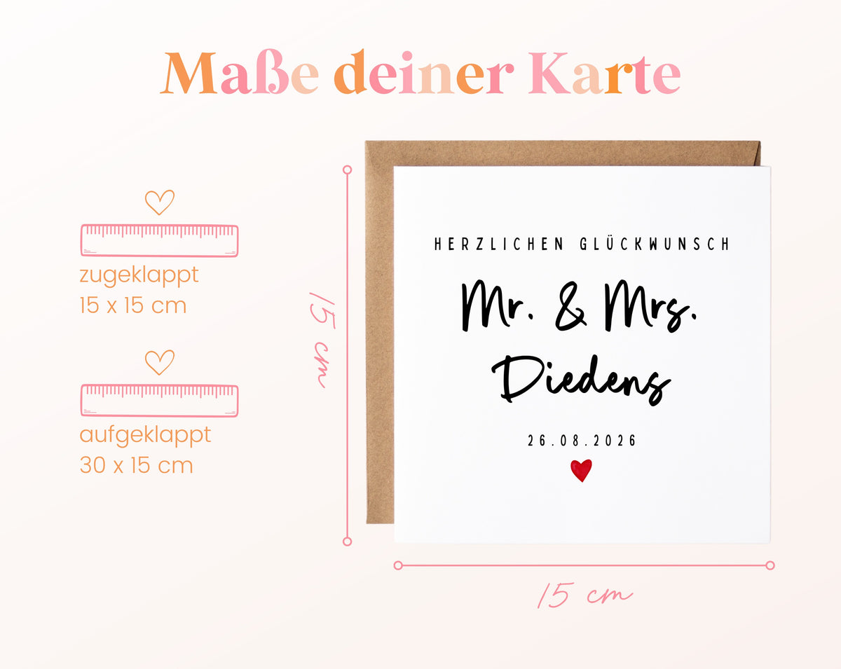 Personalisierte Hochzeitskarte – Nachname und Hochzeitsdatum