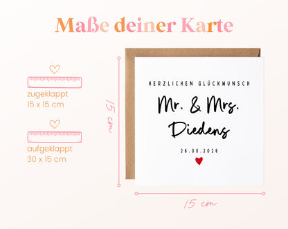 Personalisierte Hochzeitskarte – Nachname und Hochzeitsdatum