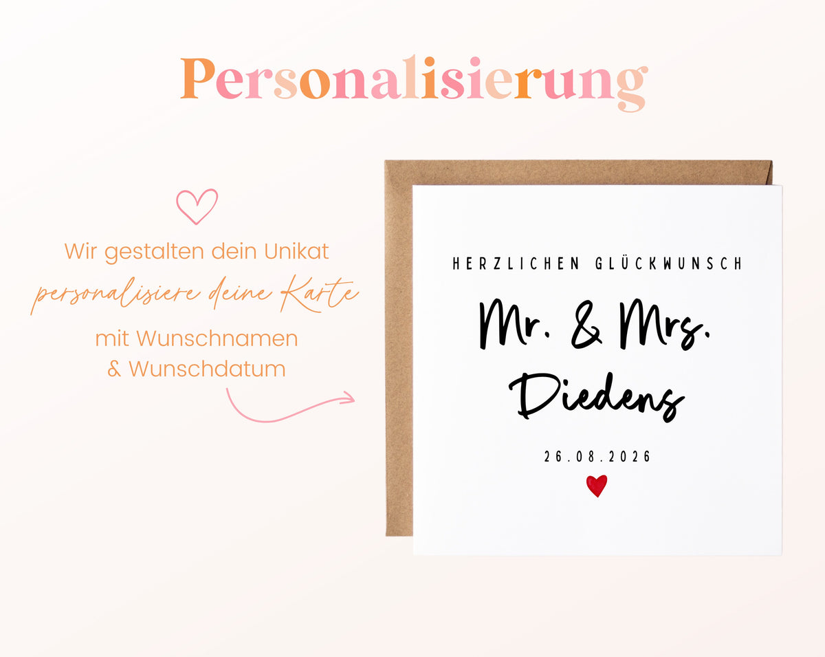 Personalisierte Hochzeitskarte – Nachname und Hochzeitsdatum
