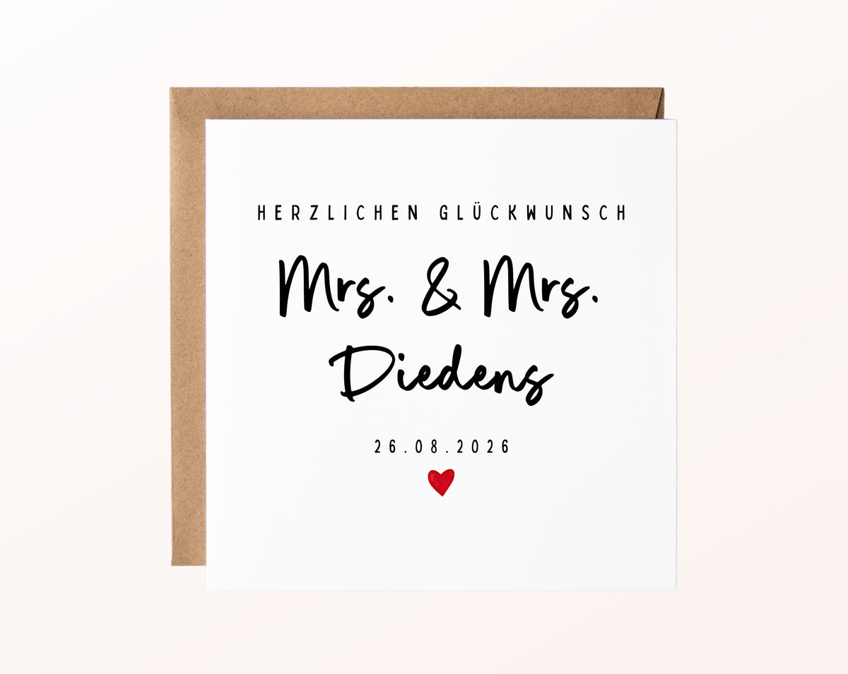 Personalisierte Hochzeitskarte – Nachname und Hochzeitsdatum