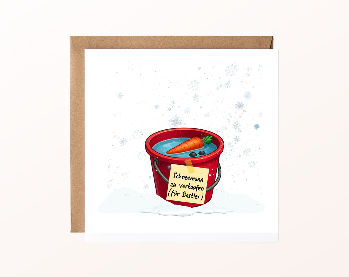 Weihnachtskarte – Schneemann zu verkaufen – für Bastler