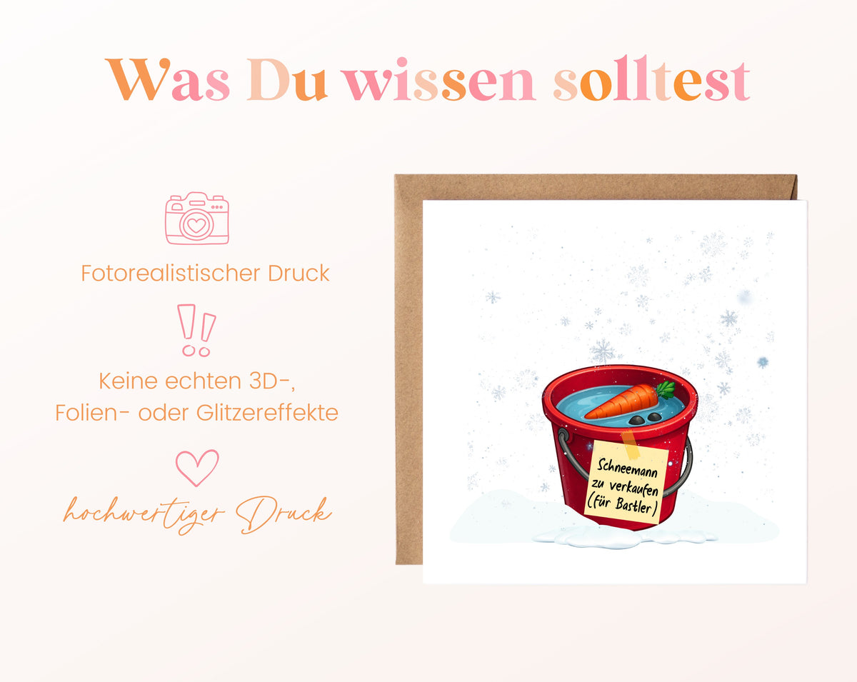 Weihnachtskarte – Schneemann zu verkaufen – für Bastler