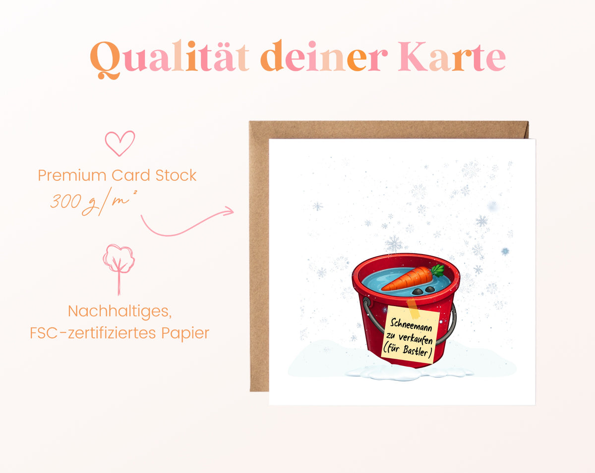 Weihnachtskarte – Schneemann zu verkaufen – für Bastler