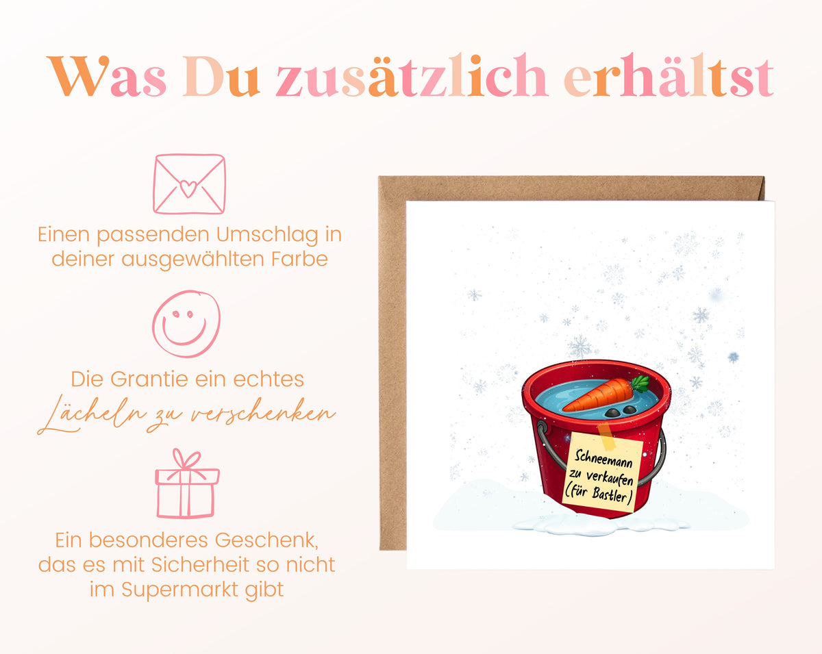 Weihnachtskarte – Schneemann zu verkaufen – für Bastler