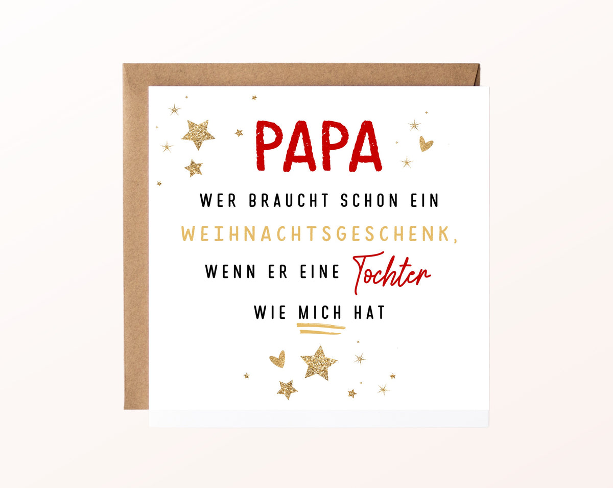 Weihnachtskarte – Papa – Tochter als Weihnachtsgeschenk