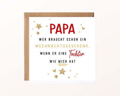 Weihnachtskarte – Papa – Tochter als Weihnachtsgeschenk