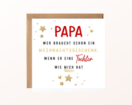 Weihnachtskarte – Papa – Tochter als Weihnachtsgeschenk