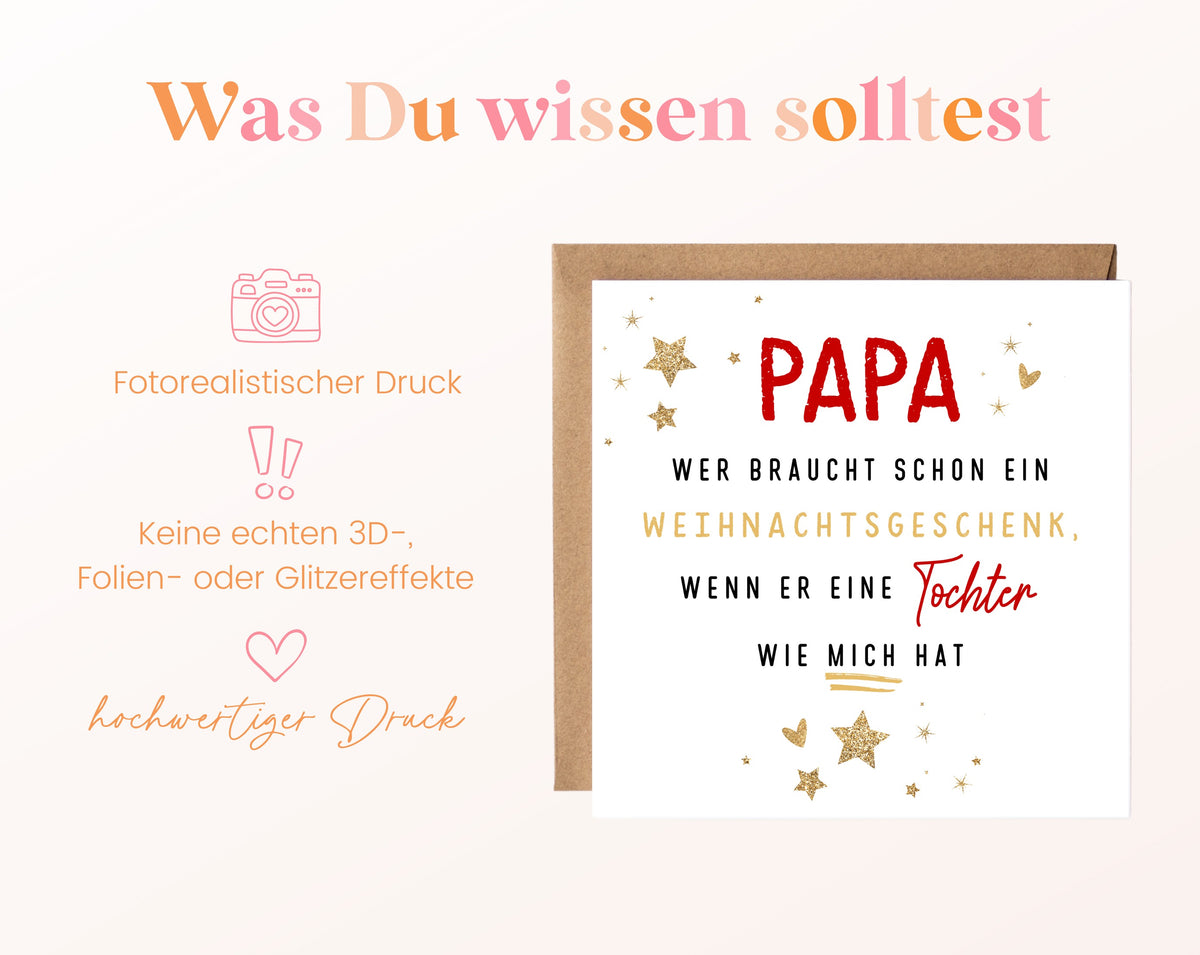 Weihnachtskarte – Papa – Tochter als Weihnachtsgeschenk