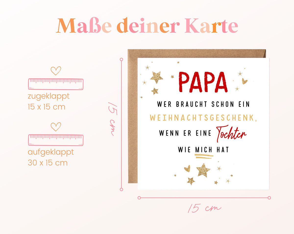 Weihnachtskarte – Papa – Tochter als Weihnachtsgeschenk