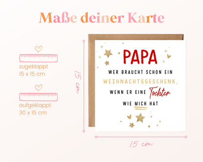 Weihnachtskarte – Papa – Tochter als Weihnachtsgeschenk