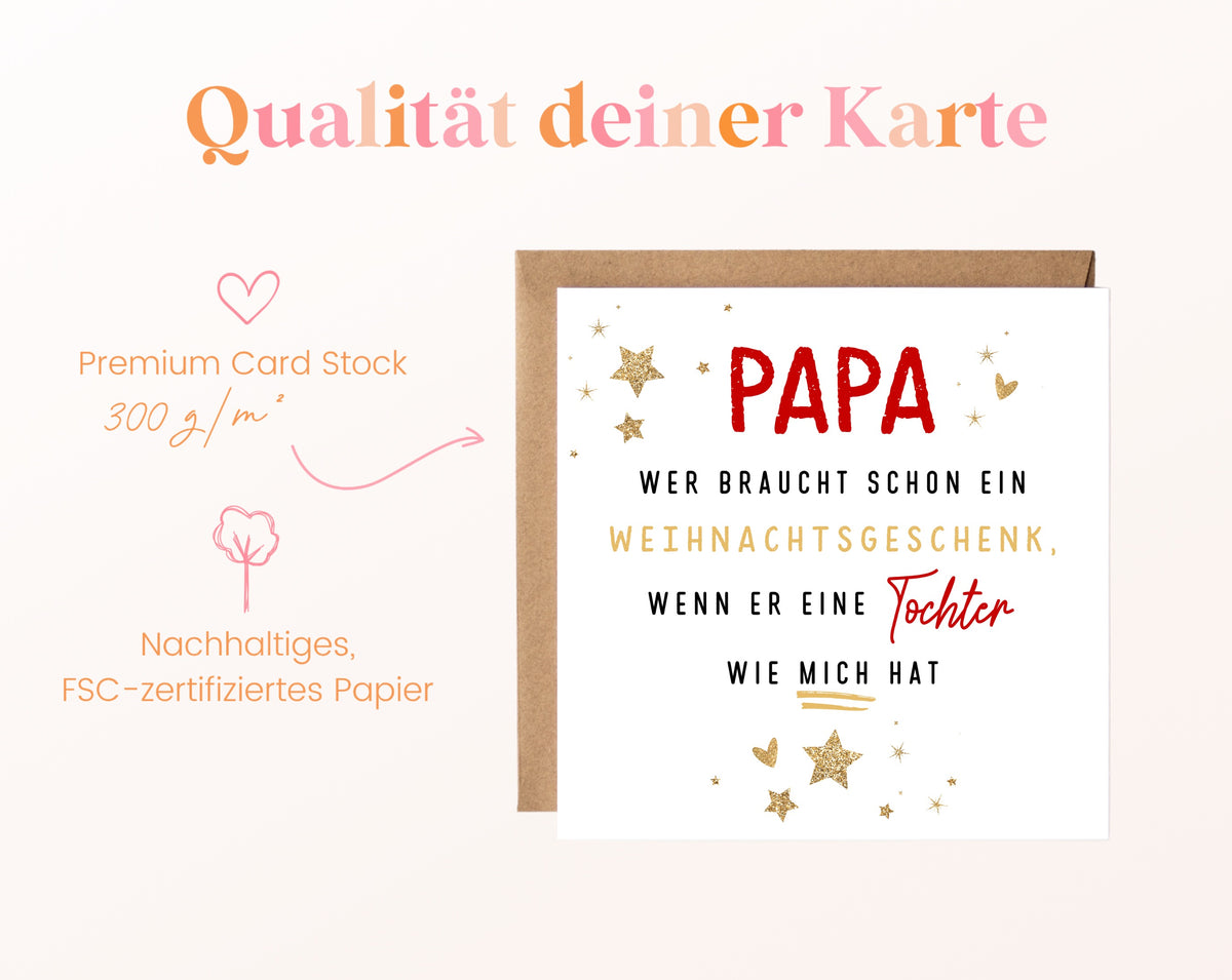 Weihnachtskarte – Papa – Tochter als Weihnachtsgeschenk