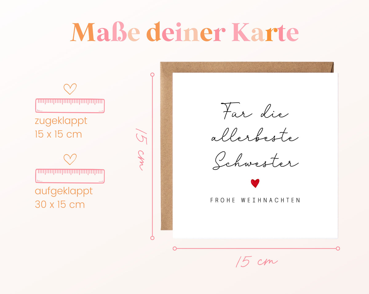Weihnachtskarte – Für die allerbeste Schwester