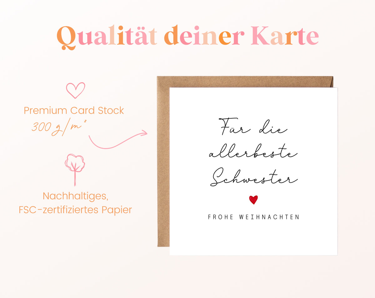 Weihnachtskarte – Für die allerbeste Schwester