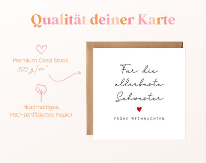 Weihnachtskarte – Für die allerbeste Schwester